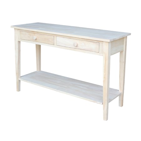 International Concepts Rectangle Spencer Console Server Table Standard Length, 48 W, 17 L, 30 in H, Wood, Unfinished OT-8S